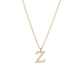 Gold plated letter Z pendant necklace with sparkling pave set cubic zirconia stones - Gold-Z