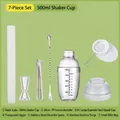 7-piece 500ml cocktail shaker set with measuring cup and muddler on green background - 500ml 7-Piece Set