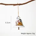 Campanella natalizia vintage in metallo bianco con motivo pupazzo di neve e corda, 51g - Pupazzo di Neve con Campanella Bianca / 51g/6.5cm