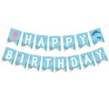 Under the sea themed Happy Birthday banner set with marine life and blue ocean patterns - Happy Birthday Banner
