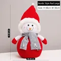 Large Nordic plush snowman doll in red and white with grey tree scarf, size 48x30cm - Nordic Style Red Large Snowman