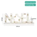 Nordische Weihnachtsdekoration NOEL aus Holz mit weißer Baumwollwebung und LED - Hölzernes NOEL-Buchstabenschild (mit Licht)