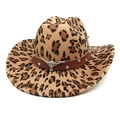 Cappello da cowboy leopardato con decorazione testa di toro e borchie argentate - M (56-58cm) / Stampa leopardata