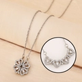 Silver clover heart necklace with zircon inlay in foldable design transformation - Transformable Clover / Silver
