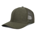 Detail der armygrünen Trucker-Cap mit atmungsaktivem Mesh und strukturierter Front - Verstellbar / Grün