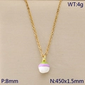 Golden necklace with a colorful enamel vegetable sprout pendant for women - Purple Green Bulb (KN292120-Z)
