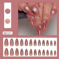 Roze paarse kattenoog verloop kunstnagels in lange stiletto vorm met 24 stuks set - Lijm Type / Donkerrood Kattenoog Ombre (W1571)
