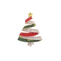 Elegant gold Christmas tree brooch with festive red, green, and white rhinestones - Christmas Tree Style (X015)