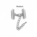 Set chiusura gioielli con moschettone e catena di estensione in finitura rodio - 6mm / Bianco K/Argento