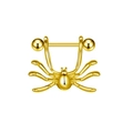 Golden stainless steel spider belly button ring with heart detail on a white background - Spider / Gold