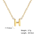Golden titanium steel letter H pendant necklace with dimensions and chain length details - Letter H