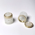 Exquisite white resin carved scent pendant with hollowed lotus design and gold metal rings - Luminous Cylinder - Base Only (5) / Approx. 2.9x2cm - Without Aroma Pill