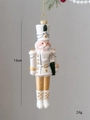 White and gold nutcracker soldier ornament, 16cm resin Christmas tree hanging decoration - Soldier