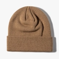 Classic ribbed knit beanie hat in camel brown for winter warmth and flexible fit - One Size / Dark Khaki