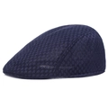 Close-up of the breathable mesh texture on this navy blue summer flat cap for men - M (56-58cm) / Navy Blue