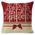 Christmas pillow cover with white tree silhouettes, snowflakes and red bow decoration - Zl001-11 / 45*45cm Cover Only