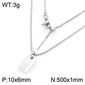 Silver square pendant necklace with letter X engraving and box chain in stainless steel - Silver Letter X Style (KN293690-Z)