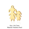 Goldener Mädchen-Anhänger aus Edelstahl für DIY-Schmuck, Händchen haltend, 14x17mm - Mutter und Tochter Händchenhaltend Anhänger (Pendant Only) (JN329-2)