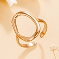 Polished rose gold hollow oval open ring in minimalist stainless steel geometric style - Irregular Hollow Metal / Rose Gold