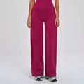 Women's high waist wide leg yoga sports pants in beet red with high elastic fabric - S / Raspberry Red