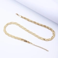 Collar de cadena de serpiente trenzada plana en acero inoxidable dorado con extensor - Dorado