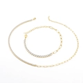 Schmuckset aus 18K vergoldetem Edelstahl mit Tennis-Halskette und Büroklammer-Kette für Damen - Halskette und Armband / 18K Gold