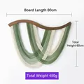 Minimalistischer grün-weißer Webteppich mit 80 cm braunem gebogenem Holzstab - 80*60cm / Grün