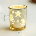 Gold glass Christmas candle holder with gingerbread and tree patterns for home decor - Gold Merry Hollow Glass Cup (No Candle)