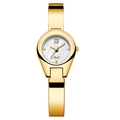 Elegant gold bangle watch for women with white mother-of-pearl dial and Gedi branding - Gold Case White Dial Gold Band