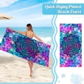 Detail of quick-drying microfiber beach towel featuring blue mandala starry sky print - 150*75cm-250g / Starry Blue Purple