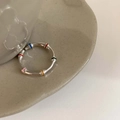 Detail of silver bamboo joint ring featuring colorful enamel accents on a ceramic tray - Colorful Bamboo Joint Style (J3893)