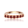 Elegant rose gold S925 silver ring featuring seven sparkling red moissanite stones - US 5 / Rose Gold with Garnet Red Moissanite