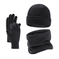 Set invernale da 3 pezzi in maglia grigio antracite con cappello, sciarpa e guanti - Taglia unica / grigio scuro