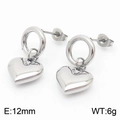Pendientes de corazón en acero inoxidable pulido plateado, 12 mm y 6 g de peso - Pendientes Color Acero (KE108867-GC)