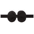 Detail of soft black chiffon bow headband for infants with elastic band on white background - Black