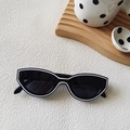 Y2K vintage cat-eye sunglasses with monochrome black frame and white line detailing - Black Frame White Lines
