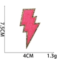 Roze chenille bliksemschicht patch met gouden lovertjes en borduurdetails - Nr.13 - Roze Bliksem