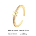 Adjustable 14K gold plated ring with zircon-encrusted H-letter design for women - Letter H