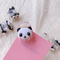 Set de lindas pinzas para el cabello de panda sobre empaque de tarjeta rosa - Pinza para el Pelo Panda Tímido Doble Cara