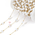 Baroque style 8mm white pearl and gold stainless steel chain jewelry making accessory - 8mm Wide Irregular Pearl