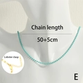 Retro cyan beaded choker necklace with golden lobster clasp and 50+5cm chain length - 50+5cm / Sky Blue (SET0362-E)