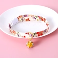 Adjustable pet collar with pink Japanese floral fabric and golden bell for cats and dogs - S (17-32cm) / Yellow Japanese Style