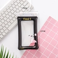 Luminous waterproof phone pouch in black featuring a pink flamingo and touch screen window - Air Cushion Style / Black Bird Flamingo