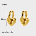 Detalle de pendientes corazón de oro 14k con medida de 22mm y peso total de 10,2g - Estilo de Doble Corazón (DFE54)