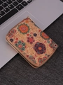 Bohemian cork wallet for women featuring vibrant floral prints and a secure gold zipper - Short Style A / Short Zipper