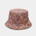 Chapeau bob à motif floral rose et jaune pour femme protection solaire de style vintage - M (56-58cm) / Rose Fleuri