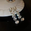 Elegant gold drop earrings with tiered clear crystals and butterfly zircon accents - Butterfly Water Drop Pendant Style / Gold