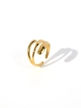 Detailed view of multilayered 18k gold plated stainless steel spiral open ring jewelry - Adjustable Open / Multi-layer Wrap Crisscross Style