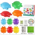 Stapstenen set voor kinderen met 12 gekleurde kikkers, kaarten en een handige opbergtas - 12-delige Kikker Balans Stenen Set (988-830A1)