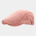 Vue détaillée de la casquette plate vintage saumon avec boucle de réglage en cuivre - Réglable / Rose
